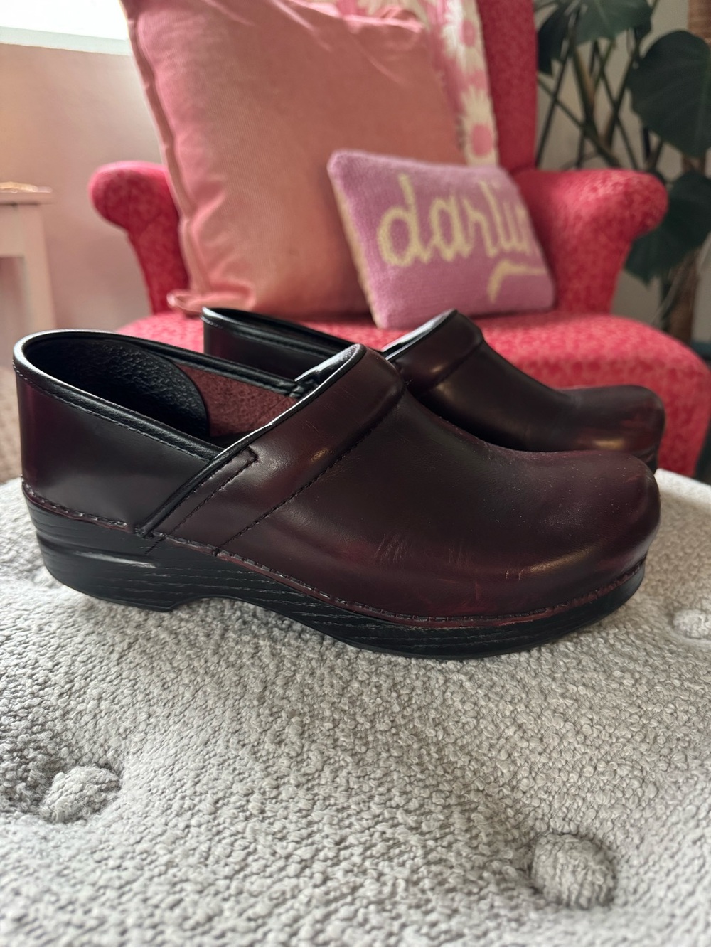 Dansko Women's Burgundy Leather Clogs